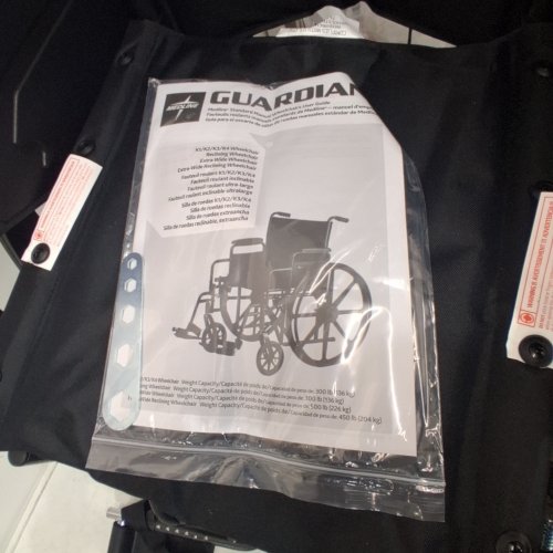 MEDLINE GUARDIAN K1 WHEELCHAIR - 16" SEAT - 300LB CAPACITY - BLACK (MODEL: K1166N22S) image 5