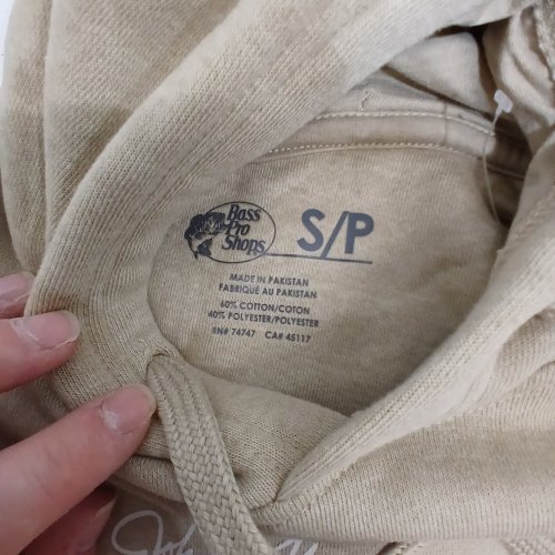 BPS UNISEX LOGO LONG SLEEVE HOODIE - SMALL - OATMEAL HEATHER BEIGE image 2