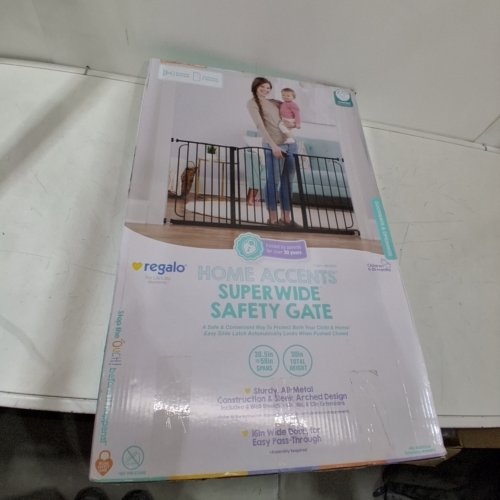 REGALO SUPER WIDE ADJUSTABLE BABY SAFETY GATE - 30" X 29" - 58" - RUSTIC BROWN - (MODEL: 0390 BR) image 2