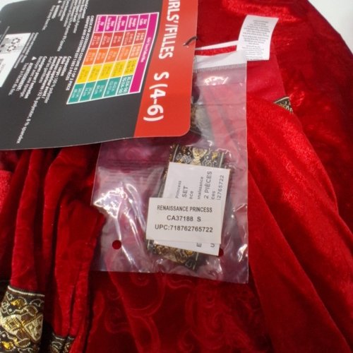 2PC GIRL'S GOODMARK RENAISSANCE PRINCESS COSTUME - SMALL (4-6) - RED/GOLD image 3