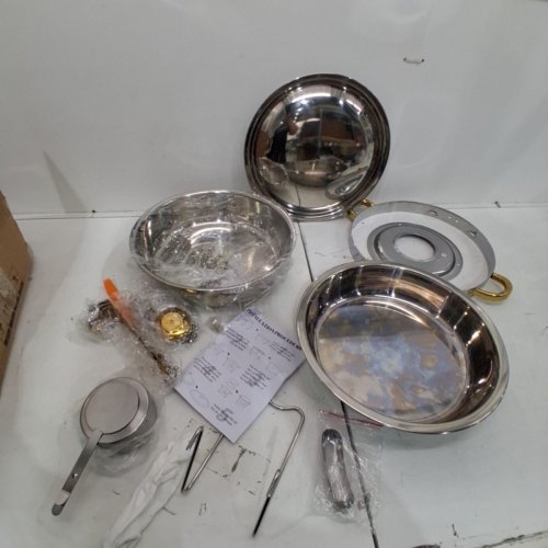 PTASYGK ROUND STAINLESS STEEL BUFFET CHAFING DISH - 5 QT - GOLD/SILVER image 3