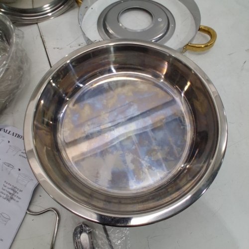 PTASYGK ROUND STAINLESS STEEL BUFFET CHAFING DISH - 5 QT - GOLD/SILVER image 4