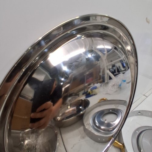 PTASYGK ROUND STAINLESS STEEL BUFFET CHAFING DISH - 5 QT - GOLD/SILVER image 5