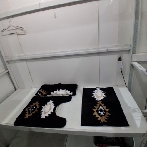 3PC MICROFIBER BATHROOM RUG SET - BLACK/BEIGE image 4