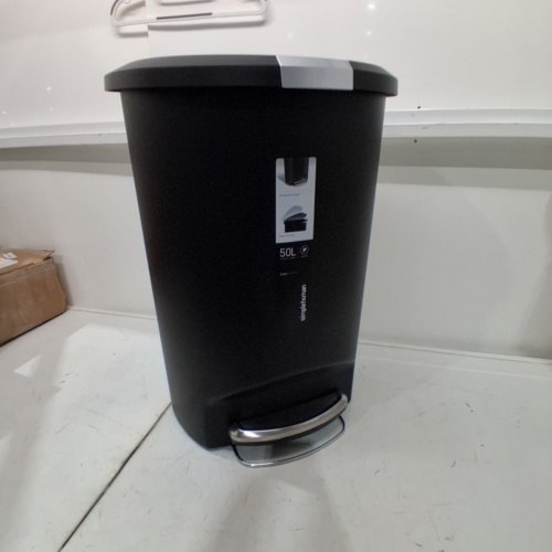 SIMPLEHUMAN PLASTIC D-SHAPED STEP GARBAGE CAN - 50L - BLACK image 2