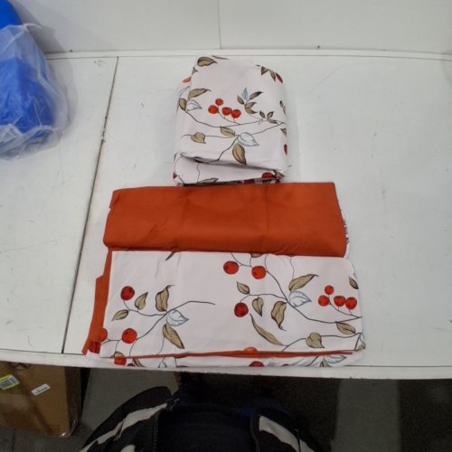 3PC FLORAL PATTERN DUVET COVER SET - QUEEN - ORANGE/WHITE image 2