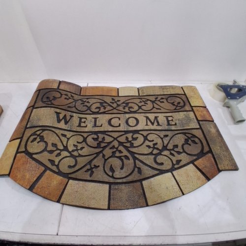 HEAVY DUTY WELCOME MAT WITH NON-SLIP RUBBER BACKING - 36" X 24" - BROWN image 3