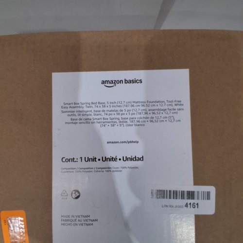 AMAZON BASICS SMART BOX SPRING BED BASE - TWIN - 9" - BLACK / WHITE image 3