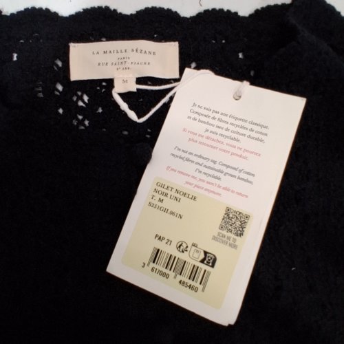 LA MAILLE SEZANE NOELIE KNIT CARDIGAN - MEDIUM - BLACK image 3