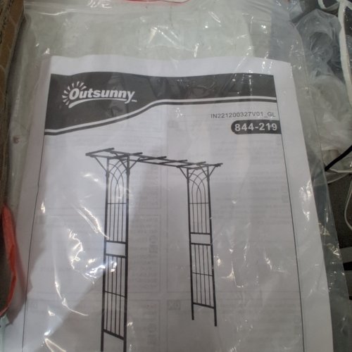 OUTSUNNY METAL GARDEN ARCH OUTDOOR WALKWAY ARBOR - 74.8" X 19.8" X 82.8" - DARK GREY (MODEL: 844-219) image 3
