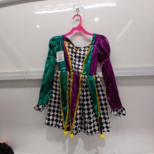 6PC JESTERINA DRESS COSTUME SET - MEDIUM 8-10 - BLACK, WHITE, TEAL, PURPLE AND GOLD (ITEM: 1497M) image 3
