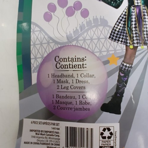 6PC JESTERINA DRESS COSTUME SET - MEDIUM 8-10 - BLACK, WHITE, TEAL, PURPLE AND GOLD (ITEM: 1497M) image 4