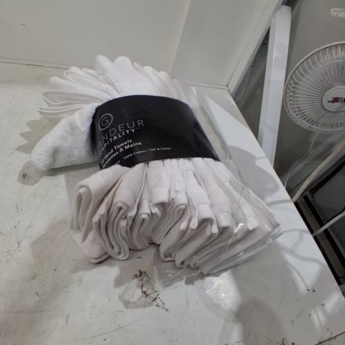 10PK GANDEUR HOSPITALITY COTTON HAND TOWELS- 16" X 30" - WHITE (MODEL: 400996) image 2