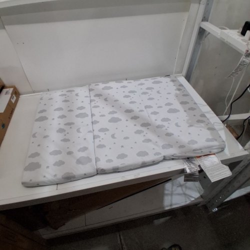 BABYLICIOUS TRI-FOLD PACK AND PLAY MATTRESS TOPPER - 38" X 26" - WHITE / GRAY (MODEL: BBL-536) image 3