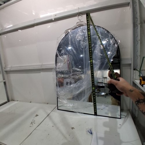 ARCHED WALL MOUNTED MODERN DECOR GLASS MIRROR - 38" - BLACK image 2