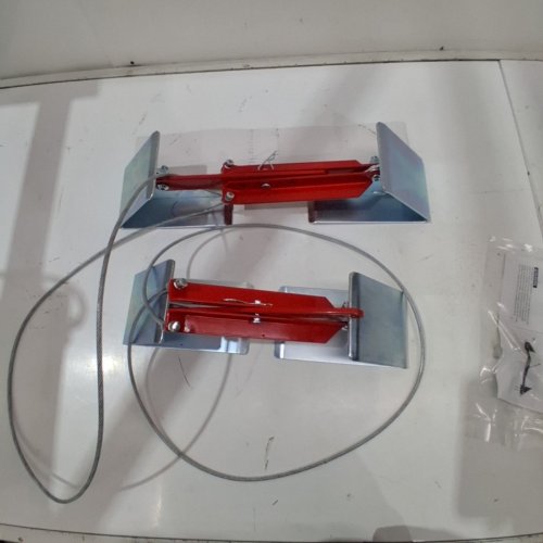 2PK ONESTEP TANDEM AXLE TRAILER STABILIZING WHEEL CHOCKS - 16" - 24" ADJUSTABLE - RED AND SILVER image 2