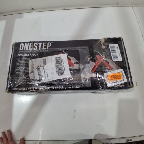 2PK ONESTEP TANDEM AXLE TRAILER STABILIZING WHEEL CHOCKS - 16" - 24" ADJUSTABLE - RED AND SILVER image 3