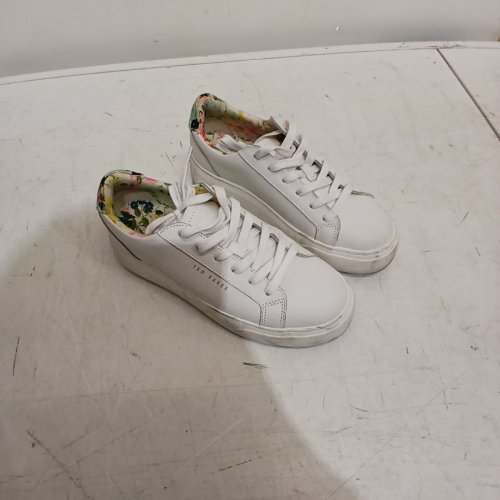 WOMENS TED BAKER MAISIE LEATHER COURT SHOES - SIZE 7 - WHITE/FLORAL (STYLE: 3756607) image 4