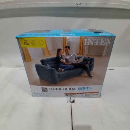 INTEX DURA-BEAM SERIES INFLATABLE PULL-OUT SOFA NO PUMP - 80" X 91" X 26" - 440LBS CAPACITY - GREY (MODEL: 66552EP) image 4
