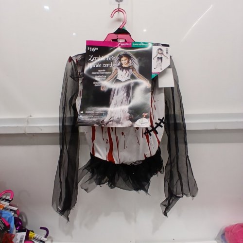 2PC GIRL'S SEASONS ZOMBIE BRIDE COSTUME - EXTRA LARGE (10-12) - WHITE, BLACK AND RED (STYLE: Y50280-L) image 2
