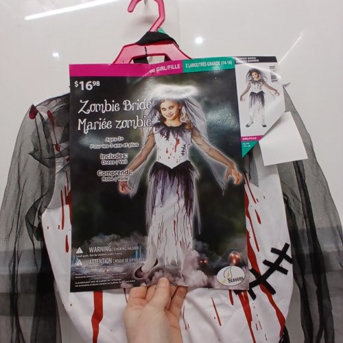 2PC GIRL'S SEASONS ZOMBIE BRIDE COSTUME - EXTRA LARGE (10-12) - WHITE, BLACK AND RED (STYLE: Y50280-L) image 3