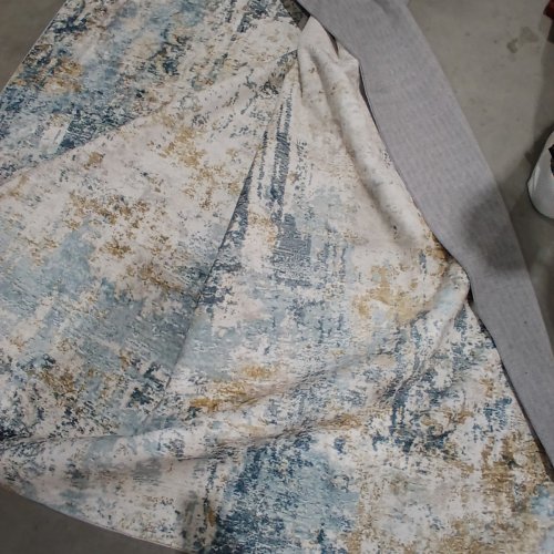 LARGE WASHABLE ABSTRACT AREA RUG - 9FT X 12FT - BLUE / GREY image 2