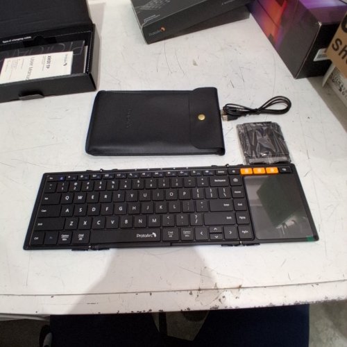PROTOARC XK01 TP PORTABLE FOLDING BLUETOOTH KEYBOARD WITH TOUCHPAD FOR TRAVEL WITH TABLET/PHONE STAND & TRAVEL POUCH - BLACK image 4