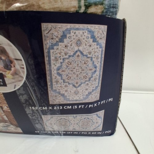 WASHLUXE AREA RUG - 5FT X 7FT & 2.25FT X 5FT - WHITE/BLUE PATTERN(MODEL: 2046294) image 5