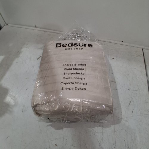 BEDSURE CORDUROY SOFT COZY SHERPA FLEECE BLANKET - TWIN (60" X 80") - BEIGE/WHITE (MODEL: CORDUROY SHERPA BLANKET) image 2