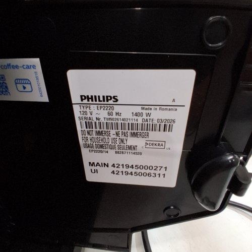 PHILIPS 2200 SERIES FULLY AUTOMATIC ESPRESSO/COFFEE MACHINE WITH BUILT-IN MILK FROTHER & GRINDER - BLACK (MODEL: EP2220/14) image 7