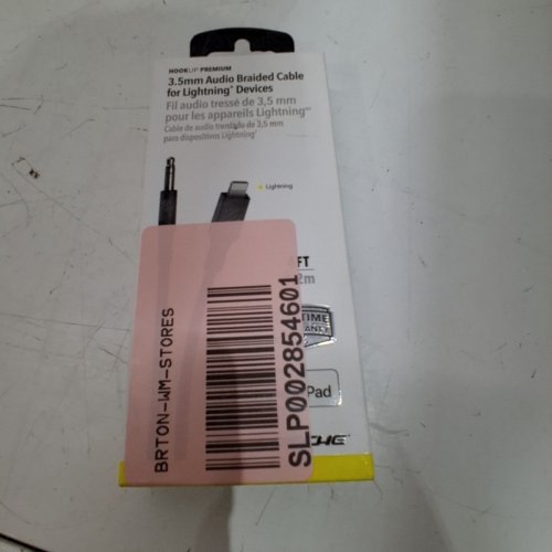 HOOKUP PREMIUM BRAIDED 3.5 MM AUDIO CABLE FOR LIGHTNING DEVICES - 4FT - BLACK image 3