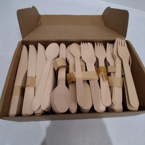 330PC DISPOSABLE CUTLERY ASSORTMENT - NATURAL WOOD image 2