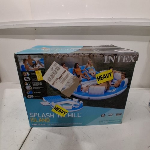 INTEX RELAXATION ISLANDLOUNGE RAFT - 7-PERSON - 145" X 125" X 20" - WHITE/BLUE (MODEL: ‎56299EP) image 4