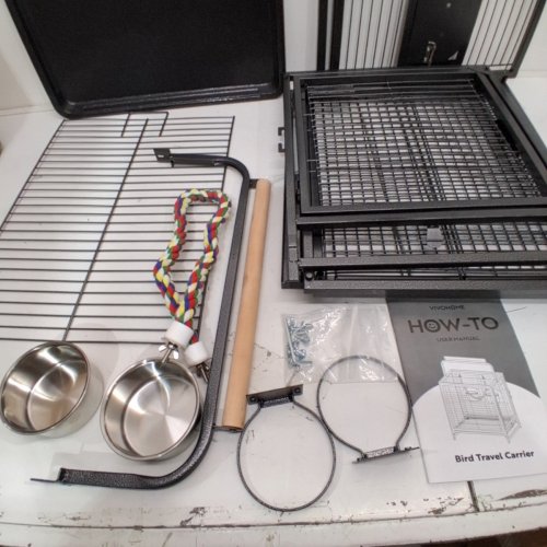 VIVOHOME WROUGHT IRON BIRD TRAVEL CARRIER CAGE - 19" - BLACK (MODEL: VH464) image 3
