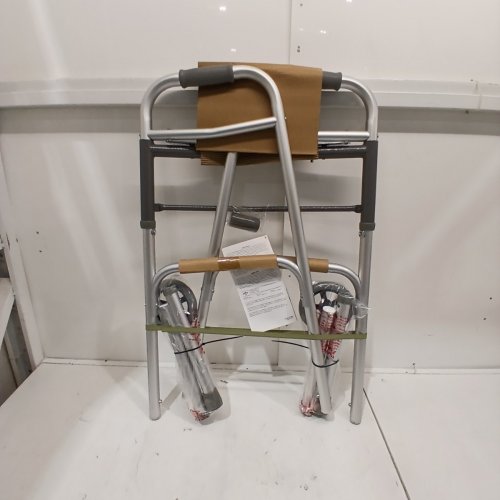 MEDLINE GUARDIAN ADJUSTABLE ALUMINUM 2-BUTTON FOLDING WALKER - 300LBS CAPACITY - GREY (MODEL: MDS86410W54H) image 2