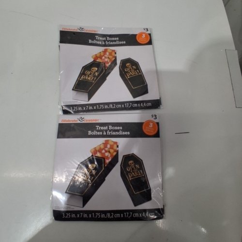 2(3PK) WAY TO CELEBRATE! COFFIN TREAT BOXES - 3.25" X 7" X 1.75" - BLACK image 2