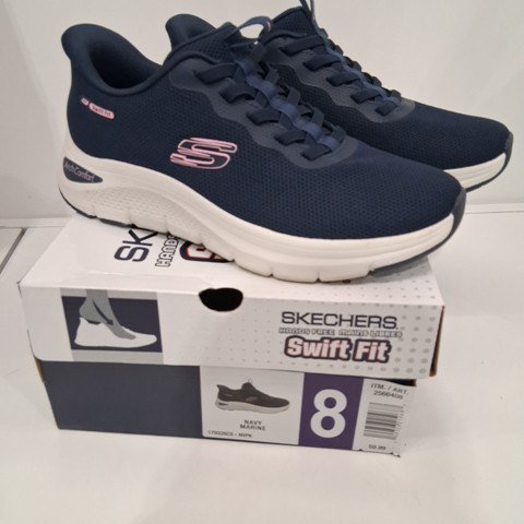 WOMEN'S SKECHERS HANDS FREE SWIFT FIT SLIP ON SNEAKERS - 8 - NAVY BLUE (STYLE: 179326CS / 2566408) image 2
