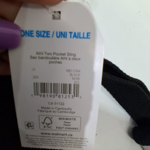 TIME AND TRU TWO POCKET SLING BAG - ONE SIZE - BLACK (STYLE: NB11994) image 2
