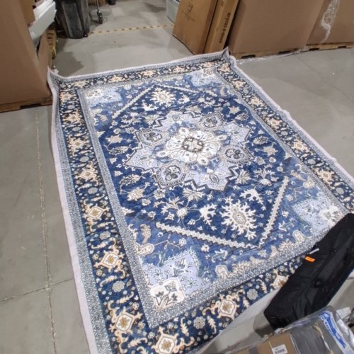 STYLISH ORNATE PATTERN INDOOR AREA RUG - 8FT X 10FT - BLUE/IVORY image 2