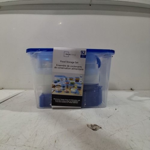92PC MAINSTAYS STACKABLE SPACE-SAVING DESIGN FOOD STORAGE SET - MULTIPLE SIZES - CLEAR/BLUE (MODEL: 31236735) image 2