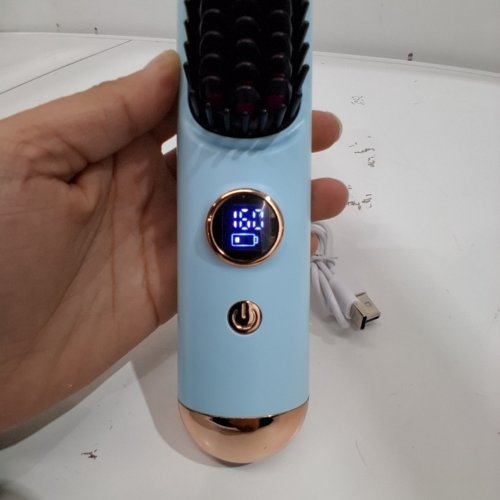 MGE MINI CORDLESS TRAVEL HAIR STRAIGHTENER BRUSH - 9 HEAT SETTINGS - BLUE (MODEL: MGE-031) image 2