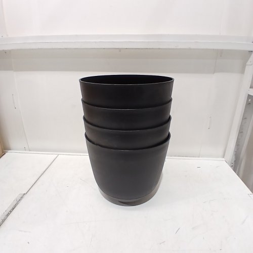 4PK ROOM ESSENTIALS INDOOR/OUTDOOR SELF WATERING PLASTIC PLANTER POT - 12" - BLACK image 2