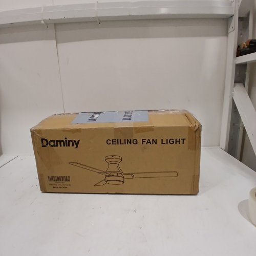 DAMINY 3-BLADE FLUSH MOUNT CEILING FAN LIGHT WITH REMOTE - 42" -3000K-5000K- BLACK/WOOD GRAIN (MODEL: FJ1039A-3C42-T2) image 7