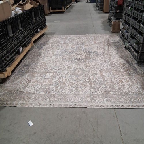 MACHINE WASHABLE VINTAGE TRADITIONAL AREA RUG - 10FT X 14FT - BEIGE/ BROWN/ WHITE image 3