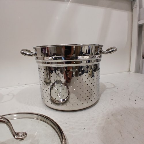 LAGOSTINA FAST HEATING COOKWARE AMBIENTE STOCK POT WITH STRAINER - 7.5 L - STAINLESS STEEL image 4