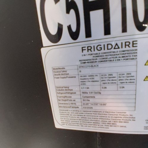 FRIGIDAIRE PORTABLE CONVERTIBLE COMPRESSOR REFRIGERATOR/FREEZER - 21 L / 22.2 QT - BLACK (MODEL: EFRCC210-BLACK) image 6
