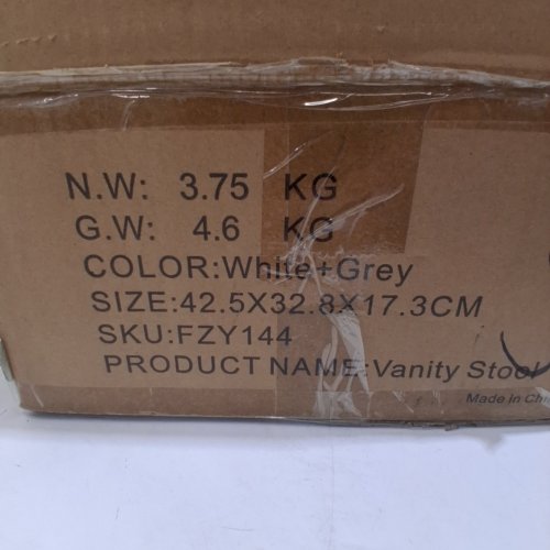 FLYZC LINEN VANITY STOOL - 17" X 12" X 17.5" - GREY/WHITE (MODEL: FZY144) image 2