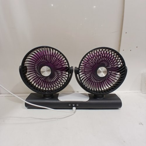 DUAL HEAD MULTI FUNCTIONAL 5V DIRECTIONAL FANS WITH LIGHT - DARK GREY (MODEL: FS-39) image 2