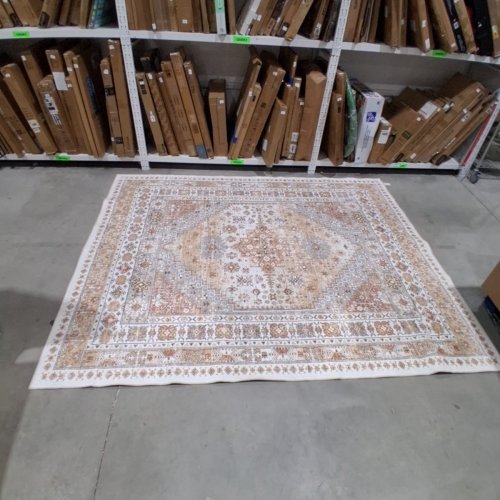 PATTERNED AREA RUG - 8FT X 10FT - CREAM, BEIGE, TERRACOTTA, AND GRAY image 2