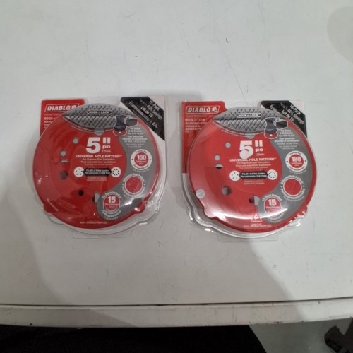 (2)15PK DIABLO UNIVERSAL HOLE RANDOM ORBITAL SANDING DISC WITH HOOK AND LOCK BACKING - 5" - 180-GRIT (FINE) - RED image 2